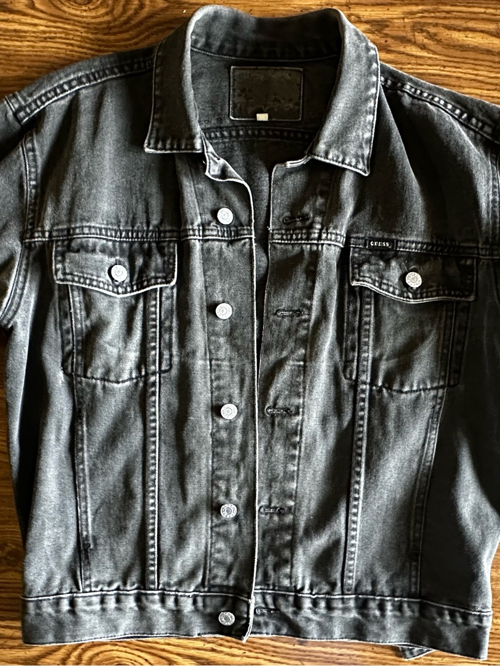 Guess Women's Charcoal Black Denim Trucker Jacket